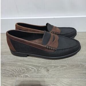 G.H. Bass Weejuns Carl Leather Black & Brown Slip on Loafers Size 10D